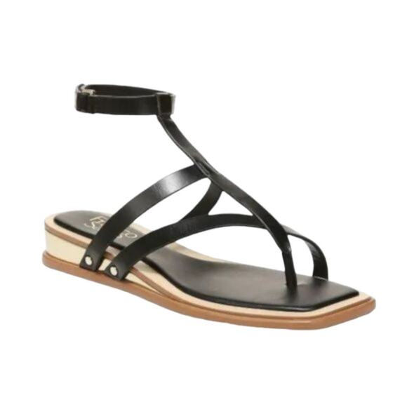 Franco Sarto Sybil Faux Leather Sandal Black Size 7 NWT $115 MSRP - Picture 1 of 7